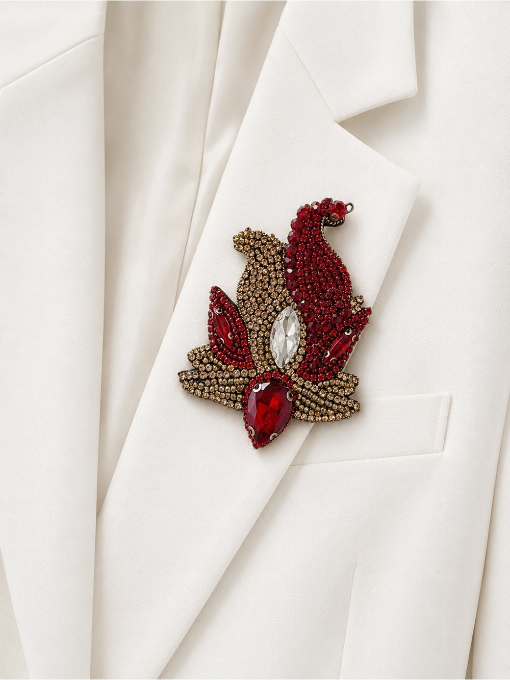 Red Crystal Handmade Swan Brooch Pin